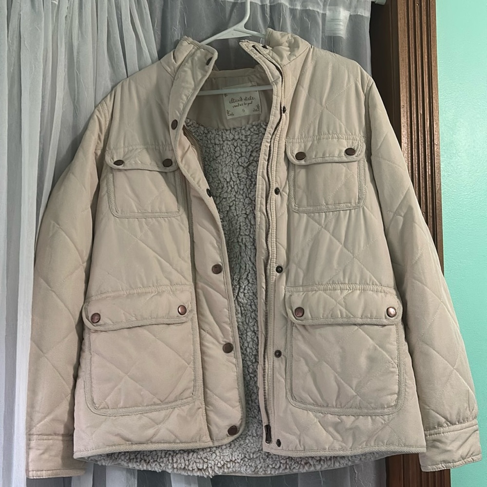 Altar'd State Small Cream Sherpa Lined Jacket